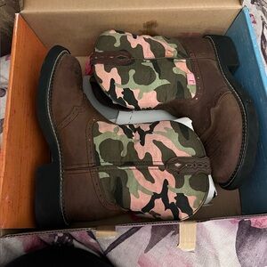 Justin Boots Brown and Pink Cowboy Boots